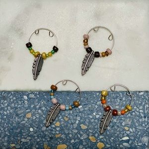 Boho Feather Wine Charms